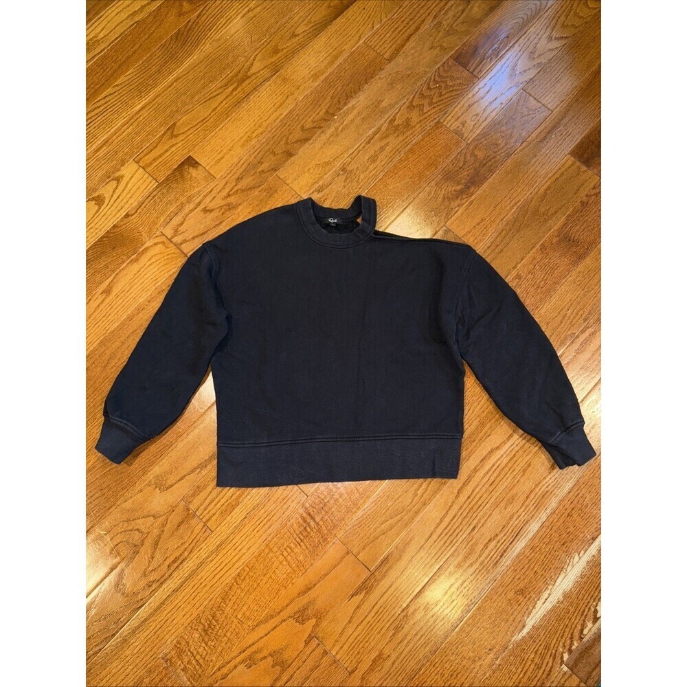 Rails Sweatshirt Womens Small Black Quincy Open Cold Shoulder Long‎ Sleeve